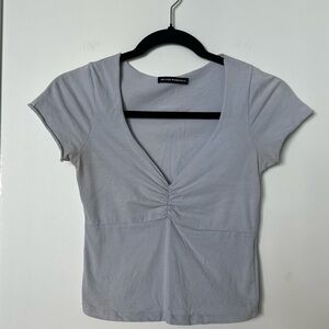 Brandy Melville Soft Gray Gathered Blouse